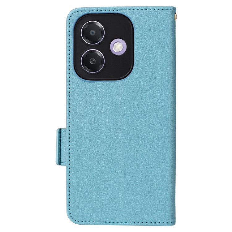 Phone Case for Oppo A3x 5G / A3X 4G / A3 4G / A3 5G / A40M 4G / A40 4G / A3i 5G / A60 5G Litchi Texture PU Leather Wallet Flip Phone Cover - Baby Blue
