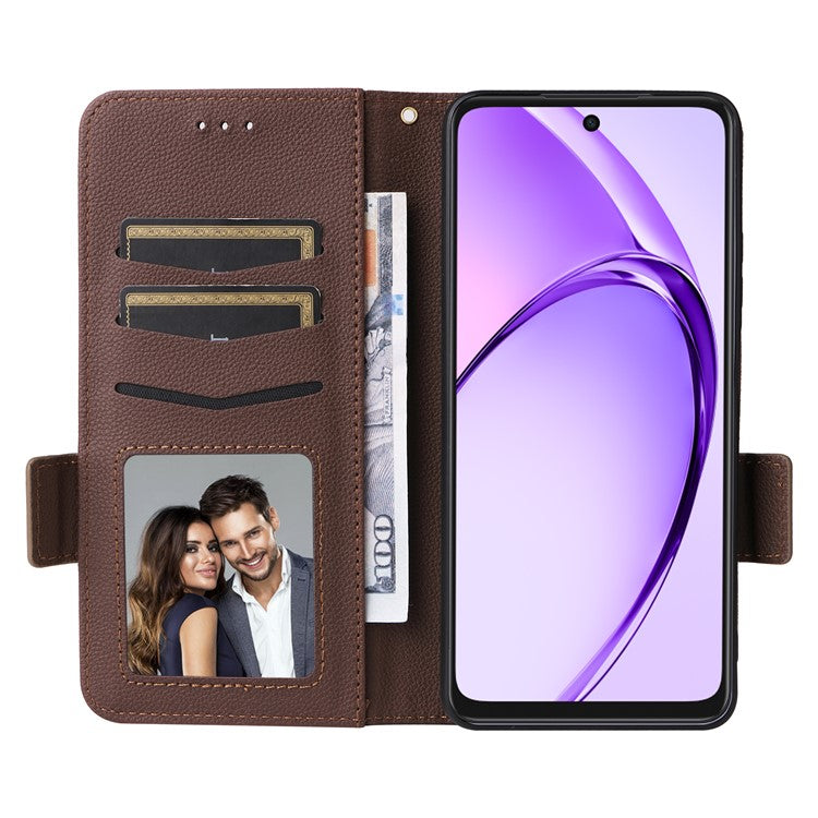Phone Case for Oppo A3x 5G / A3X 4G / A3 4G / A3 5G / A40M 4G / A40 4G / A3i 5G / A60 5G Litchi Texture PU Leather Wallet Flip Phone Cover - Brown