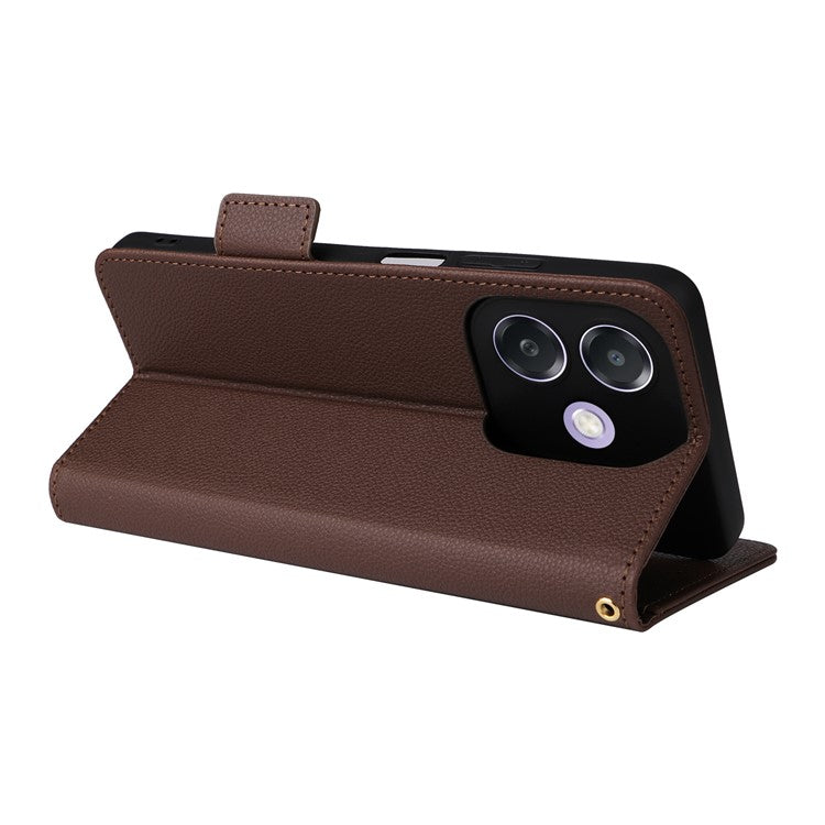 Phone Case for Oppo A3x 5G / A3X 4G / A3 4G / A3 5G / A40M 4G / A40 4G / A3i 5G / A60 5G Litchi Texture PU Leather Wallet Flip Phone Cover - Brown