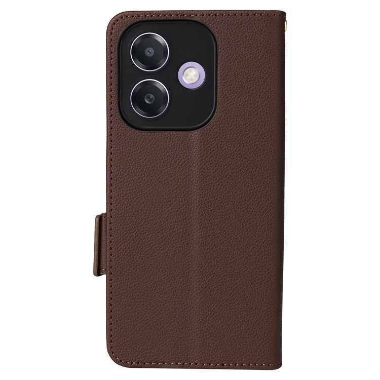 Phone Case for Oppo A3x 5G / A3X 4G / A3 4G / A3 5G / A40M 4G / A40 4G / A3i 5G / A60 5G Litchi Texture PU Leather Wallet Flip Phone Cover - Brown