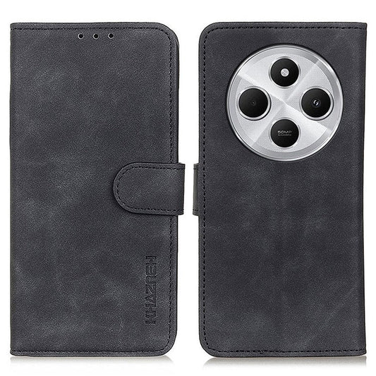 KHAZNEH For Xiaomi Poco C75 4G / Redmi 14R 5G / 14C 4G Case Retro PU Leather Wallet Stand Phone Cover - Black