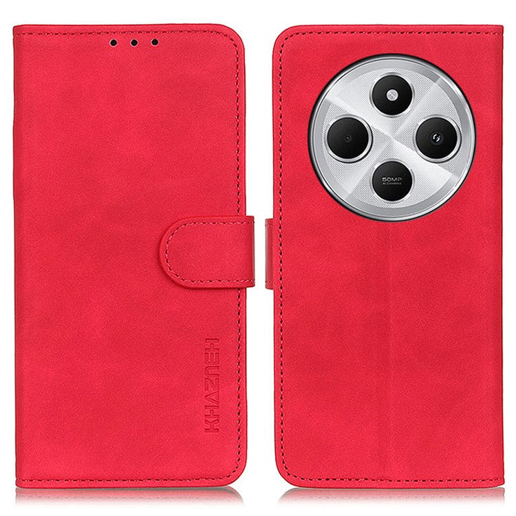 KHAZNEH For Xiaomi Poco C75 4G / Redmi 14R 5G / 14C 4G Case Retro PU Leather Wallet Stand Phone Cover - Red
