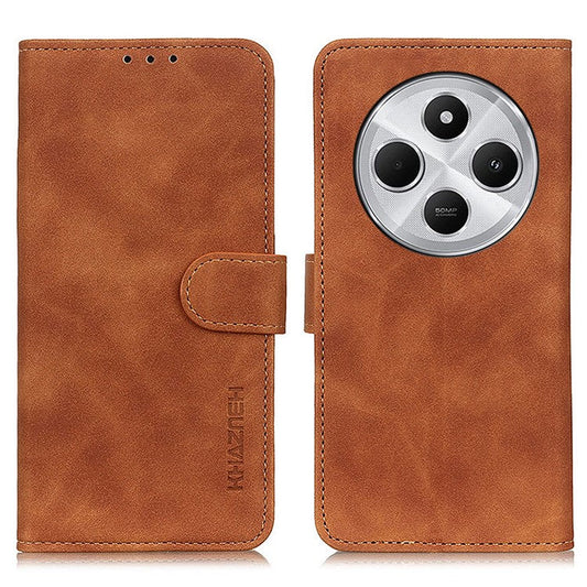 KHAZNEH For Xiaomi Poco C75 4G / Redmi 14R 5G / 14C 4G Case Retro PU Leather Wallet Stand Phone Cover - Brown