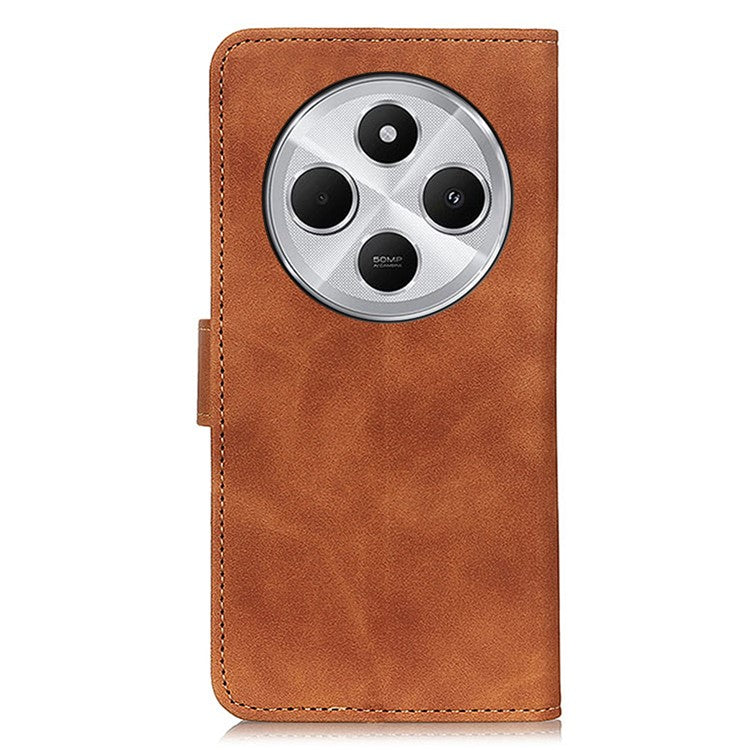 KHAZNEH For Xiaomi Poco C75 4G / Redmi 14R 5G / 14C 4G Case Retro PU Leather Wallet Stand Phone Cover - Brown