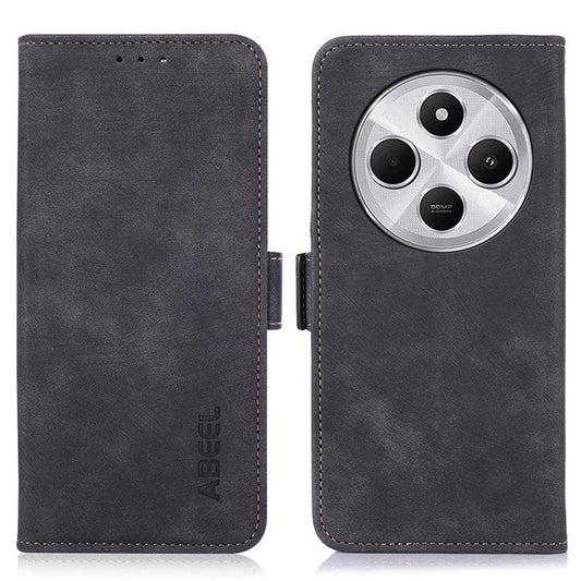 ABEEL For Xiaomi Redmi 14C 4G Case Retro Leather Phone Cover Wallet Stand View - Black