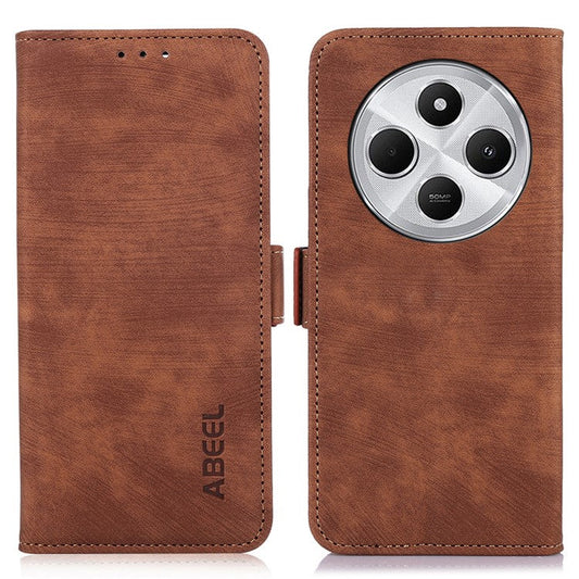 ABEEL For Xiaomi Redmi 14C 4G Case Retro Leather Phone Cover Wallet Stand View - Brown