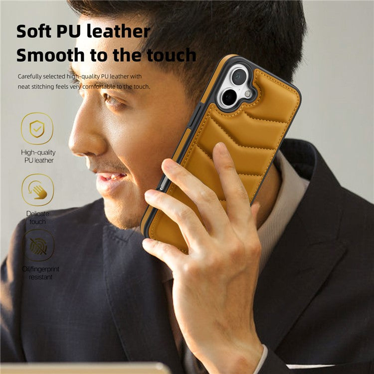 For iPhone 16 Case Compatible with MagSafe RFID Blocking Card Slot Leather Back Cover - Brown