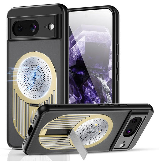 For Google Pixel 8 Case Compatible with MagSafe Heat Dissipation Aromatherapy Kickstand Silicone+PC Phone Cover - Gold