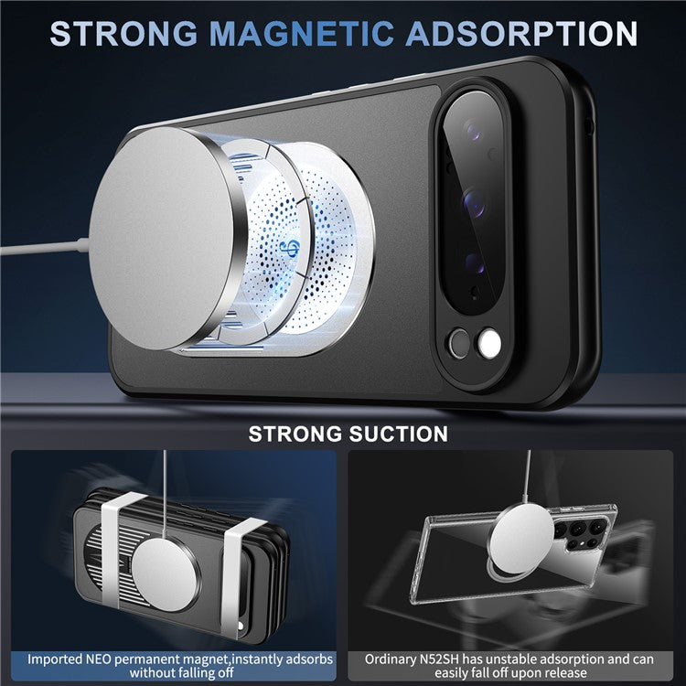 For Google Pixel 9 / 9 Pro Case Compatible with MagSafe Heat Dissipation Aromatherapy Kickstand Silicone+PC Phone Cover - Silver