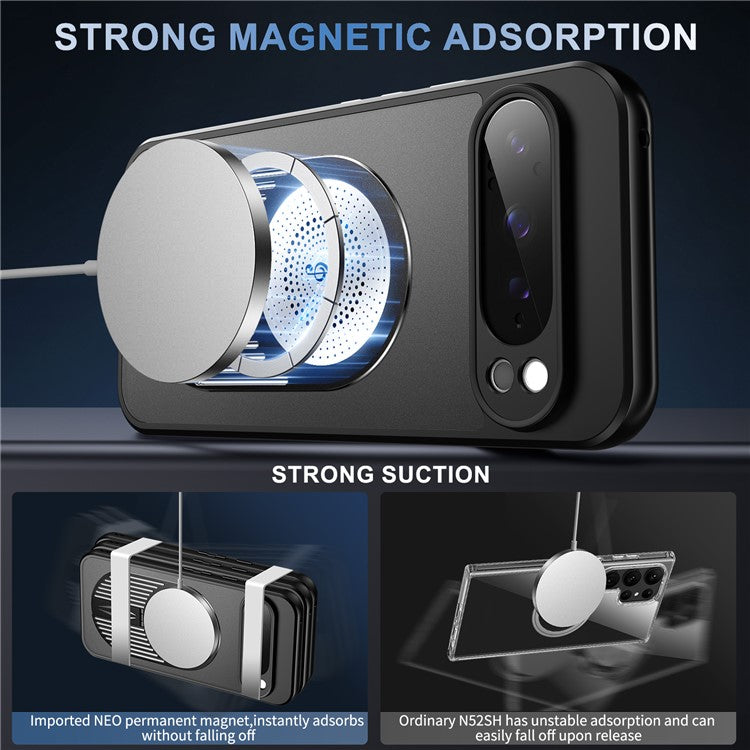 For Google Pixel 9 Pro XL Case Compatible with MagSafe Heat Dissipation Aromatherapy Kickstand Silicone+PC Phone Cover - Black