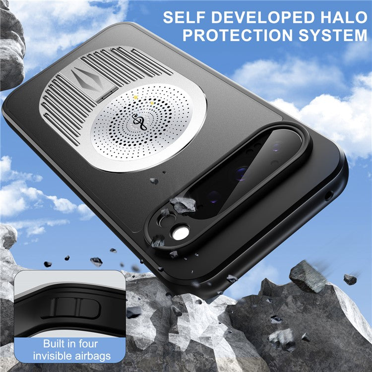 For Google Pixel 9 Pro XL Case Compatible with MagSafe Heat Dissipation Aromatherapy Kickstand Silicone+PC Phone Cover - Silver