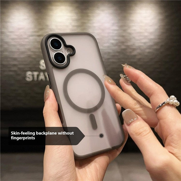 For iPhone 16 Plus Case Compatible with MagSafe Acrylic+TPU Translucent Matte Back Cover - Black
