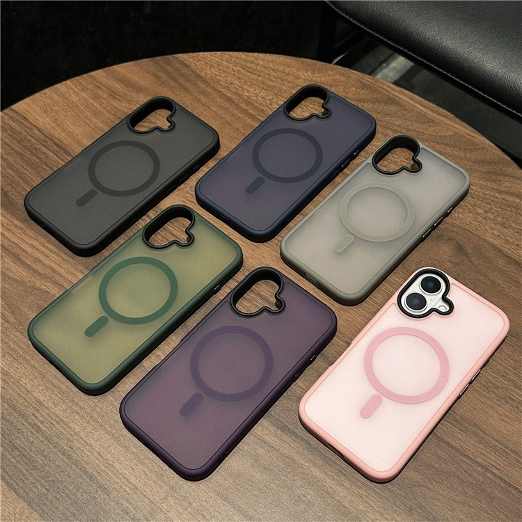 For iPhone 16 Plus Case Compatible with MagSafe Acrylic+TPU Translucent Matte Back Cover - Black