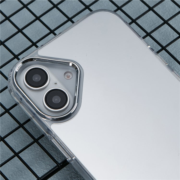 For iPhone 16 Plus Case Electroplated Mirror Surface Acrylic+TPU Phone Cover