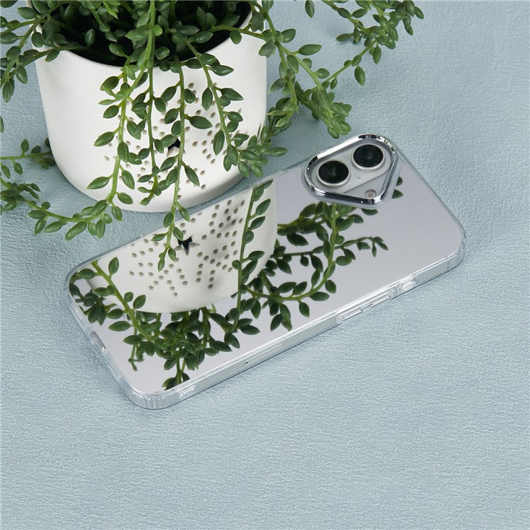 For iPhone 16 Plus Case Electroplated Mirror Surface Acrylic+TPU Phone Cover