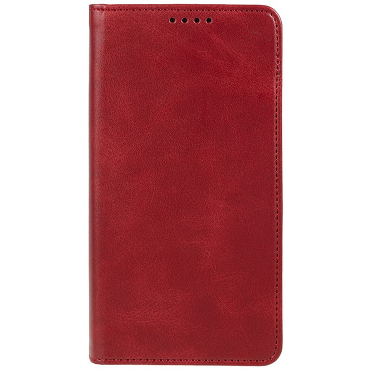For Xiaomi Poco C75 4G / Redmi 14R 5G / 14C 4G Case Strong Magnetic PU Leather Phone Cover Calf Texture - Red