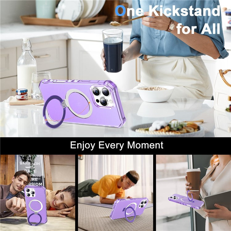 For iPhone 16 Pro Case Small Wavy Edge Compatible with MagSafe Frosted Anti-Drop PC+TPU Phone Cover - Purple