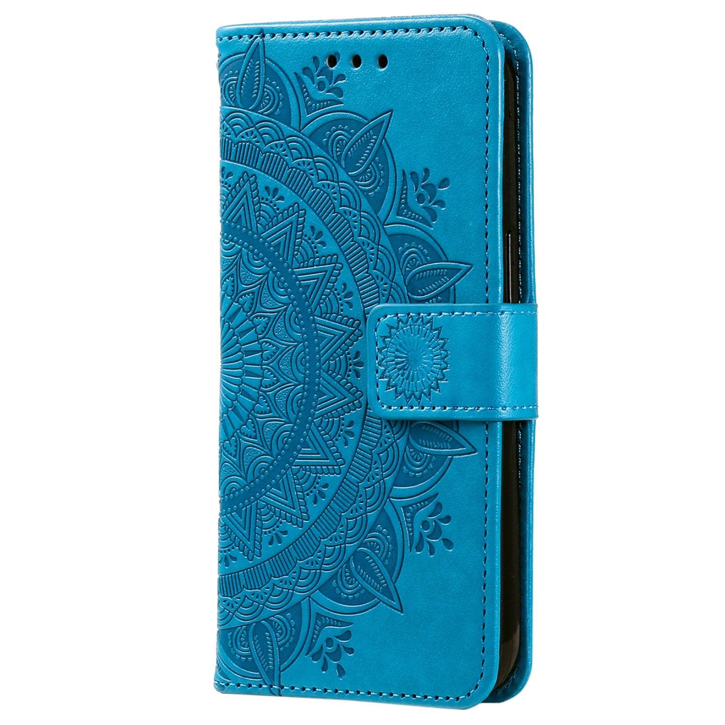 For Samsung Galaxy A06 Case Imprinted Totem PU Leather Wallet Stand Phone Cover - Blue