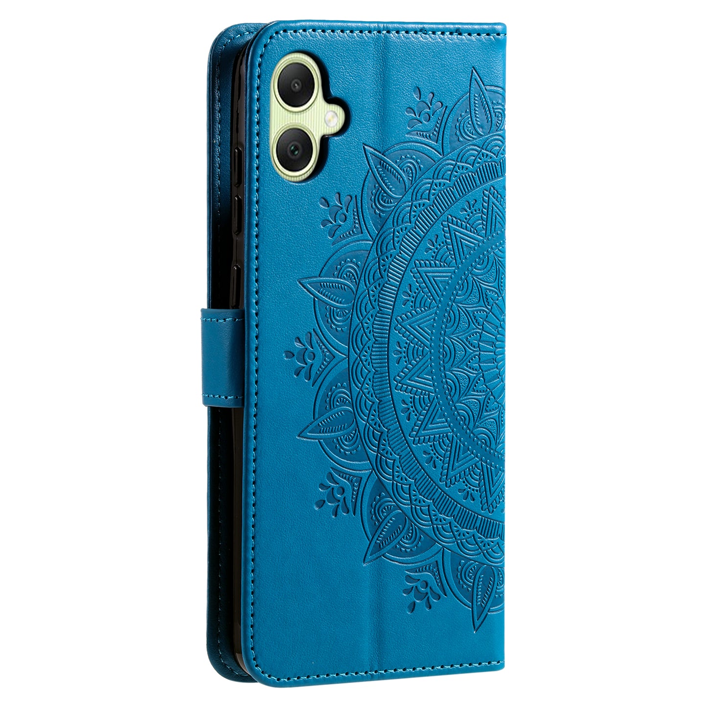 For Samsung Galaxy A06 Case Imprinted Totem PU Leather Wallet Stand Phone Cover - Blue