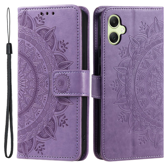 For Samsung Galaxy A06 Case Imprinted Totem PU Leather Wallet Stand Phone Cover - Purple