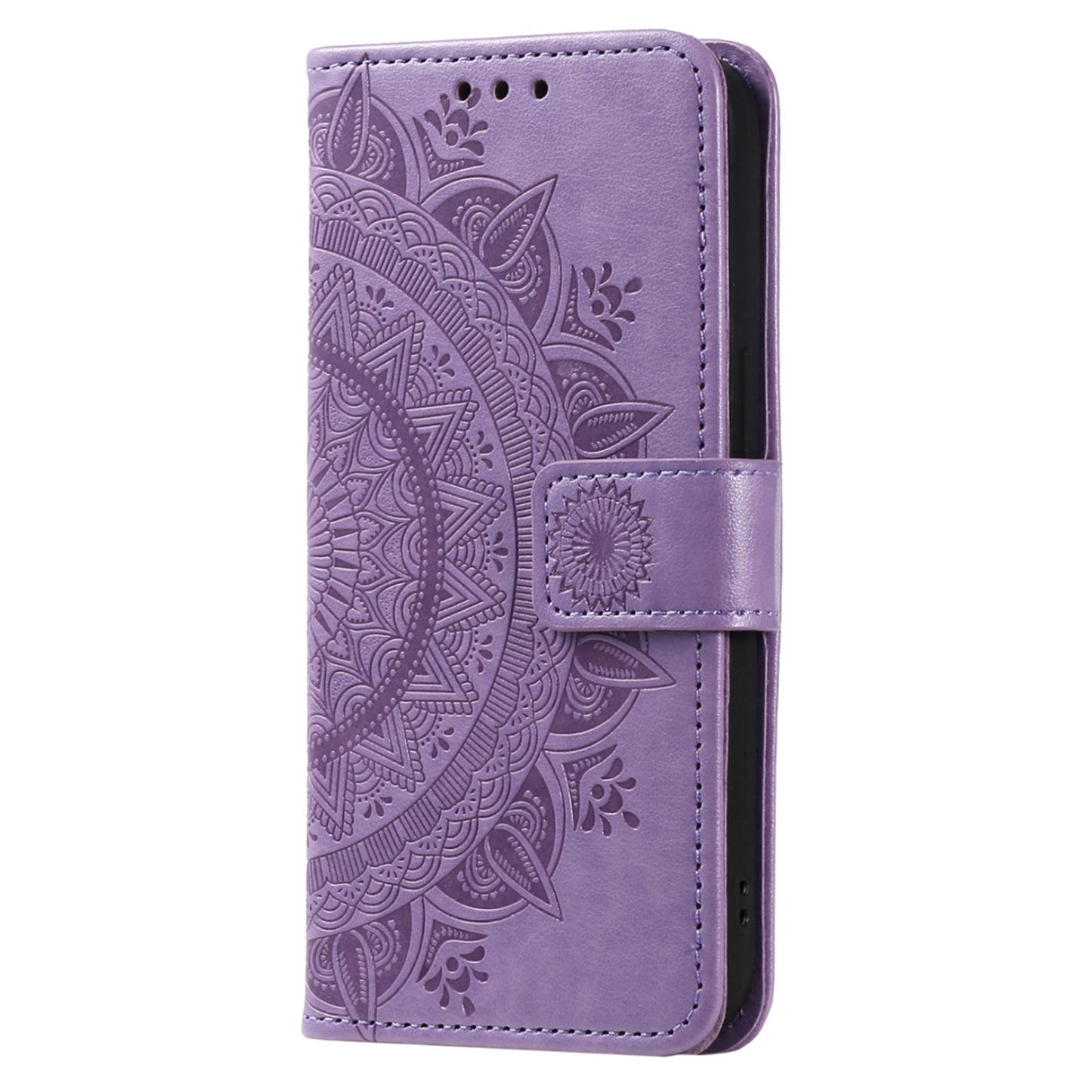 For Samsung Galaxy A06 Case Imprinted Totem PU Leather Wallet Stand Phone Cover - Purple