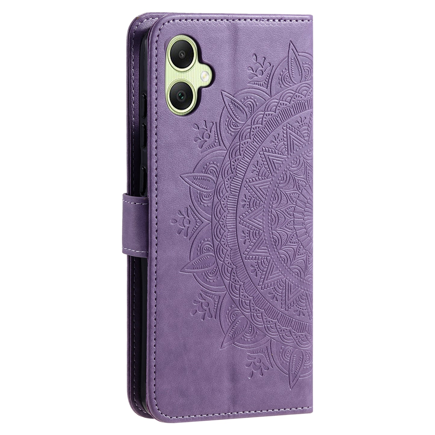 For Samsung Galaxy A06 Case Imprinted Totem PU Leather Wallet Stand Phone Cover - Purple