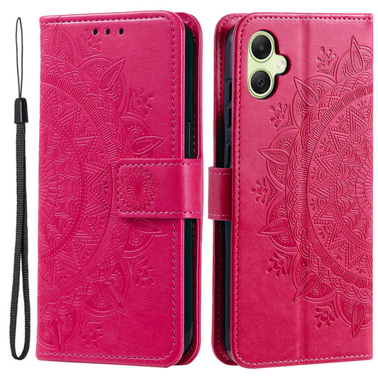For Samsung Galaxy A06 Case Imprinted Totem PU Leather Wallet Stand Phone Cover - Rose