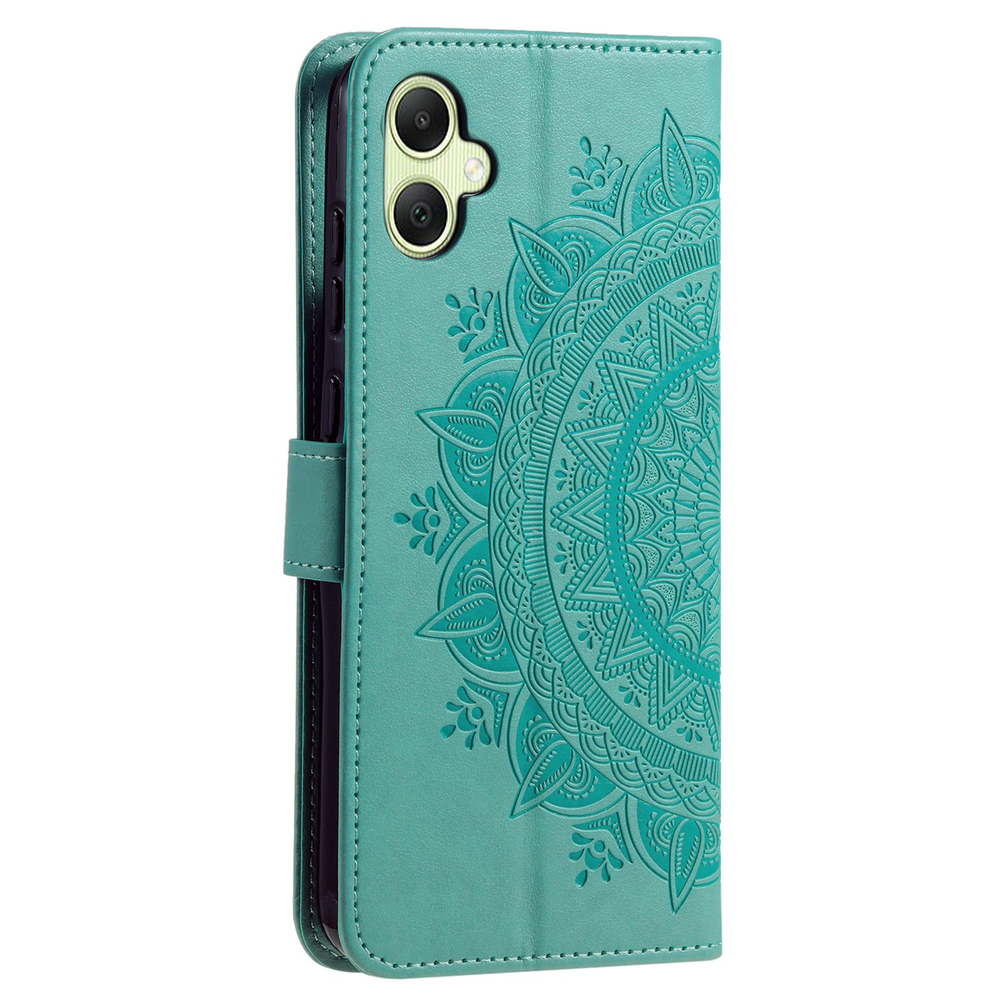 For Samsung Galaxy A06 Case Imprinted Totem PU Leather Wallet Stand Phone Cover - Mint Green