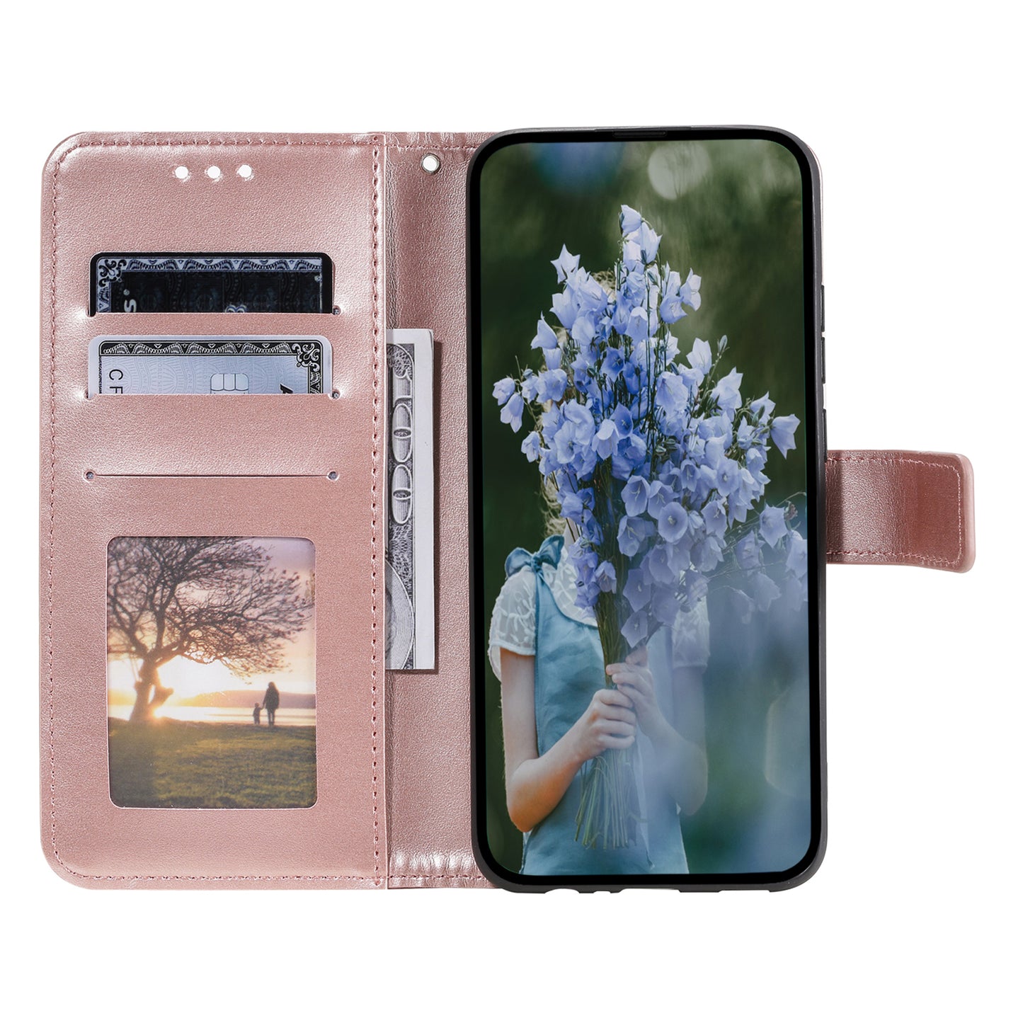 For Samsung Galaxy A06 Case Imprinted Totem PU Leather Wallet Stand Phone Cover - Rose Gold