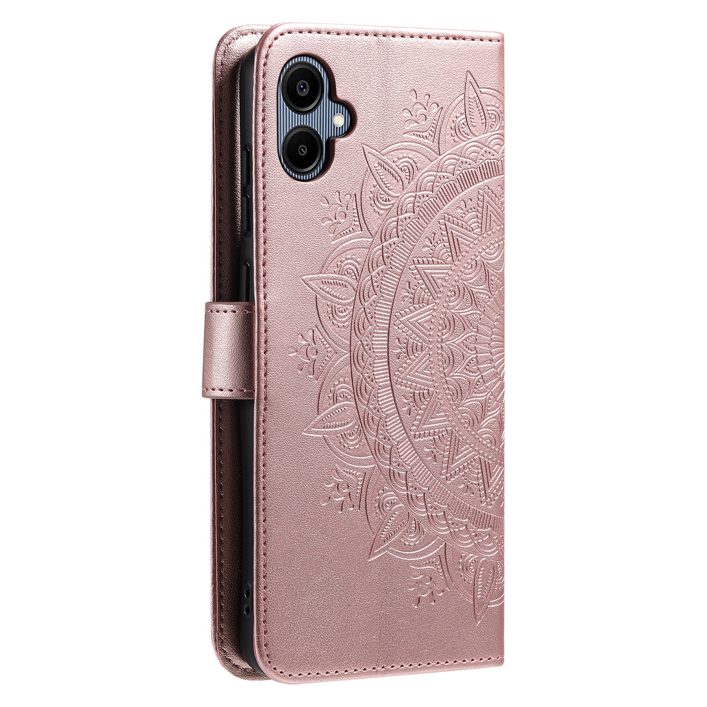 For Samsung Galaxy A06 Case Imprinted Totem PU Leather Wallet Stand Phone Cover - Rose Gold