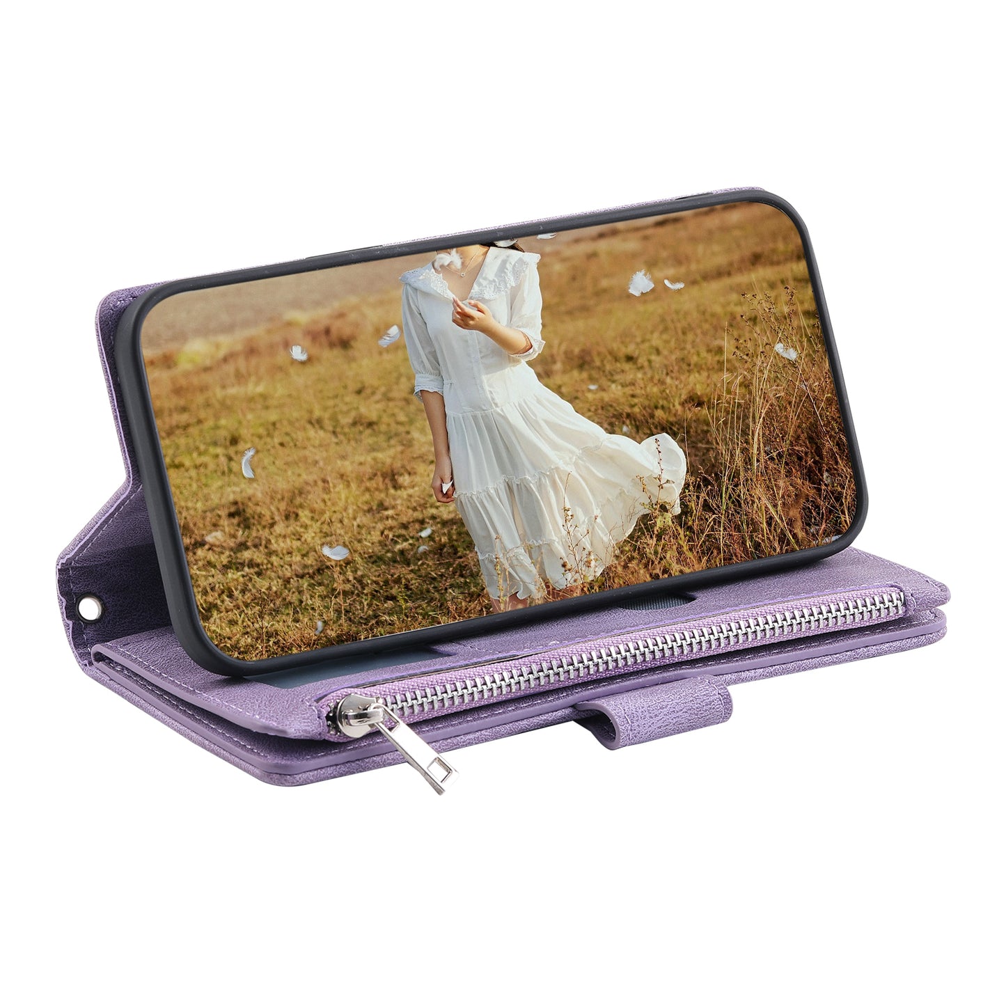 Style 005 For Samsung Galaxy A06 Wallet Case Rhombus Stitching Line PU Leather Phone Cover - Purple