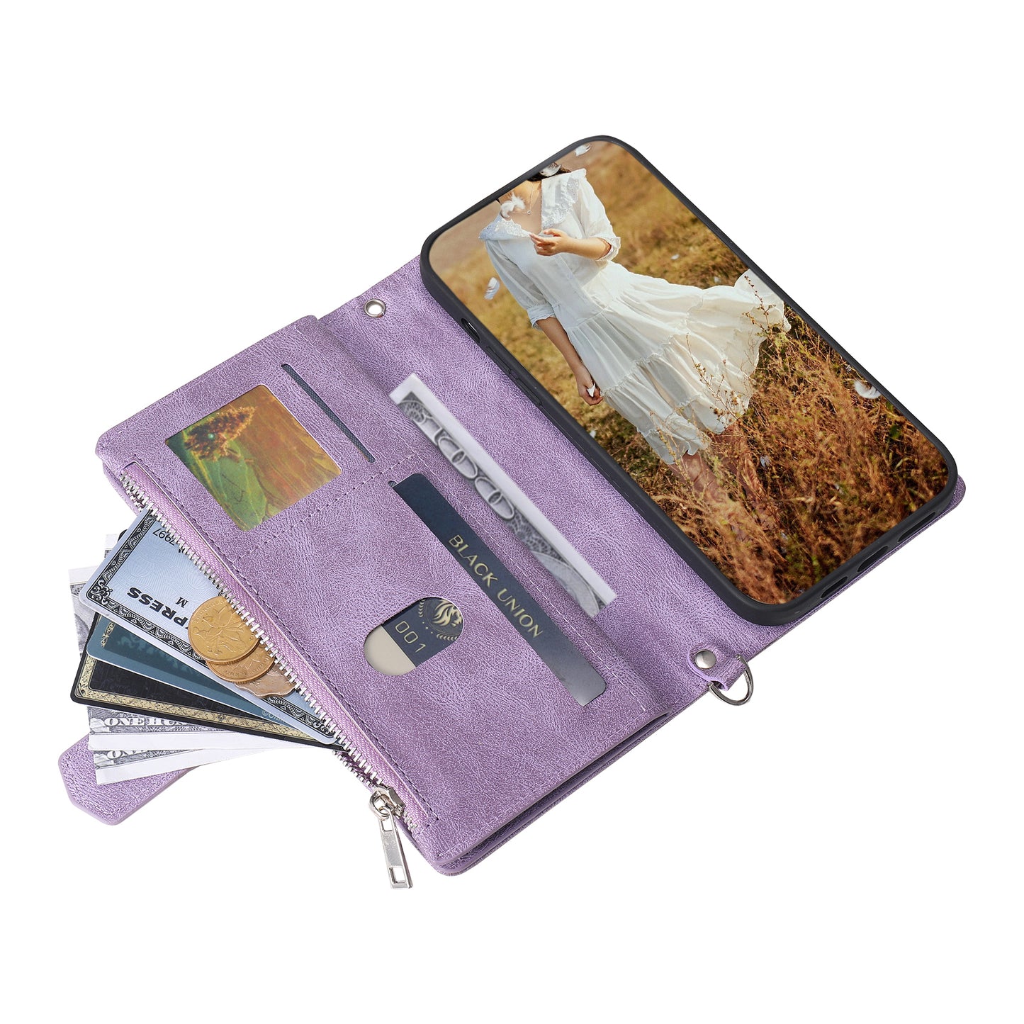Style 005 For Samsung Galaxy A06 Wallet Case Rhombus Stitching Line PU Leather Phone Cover - Purple