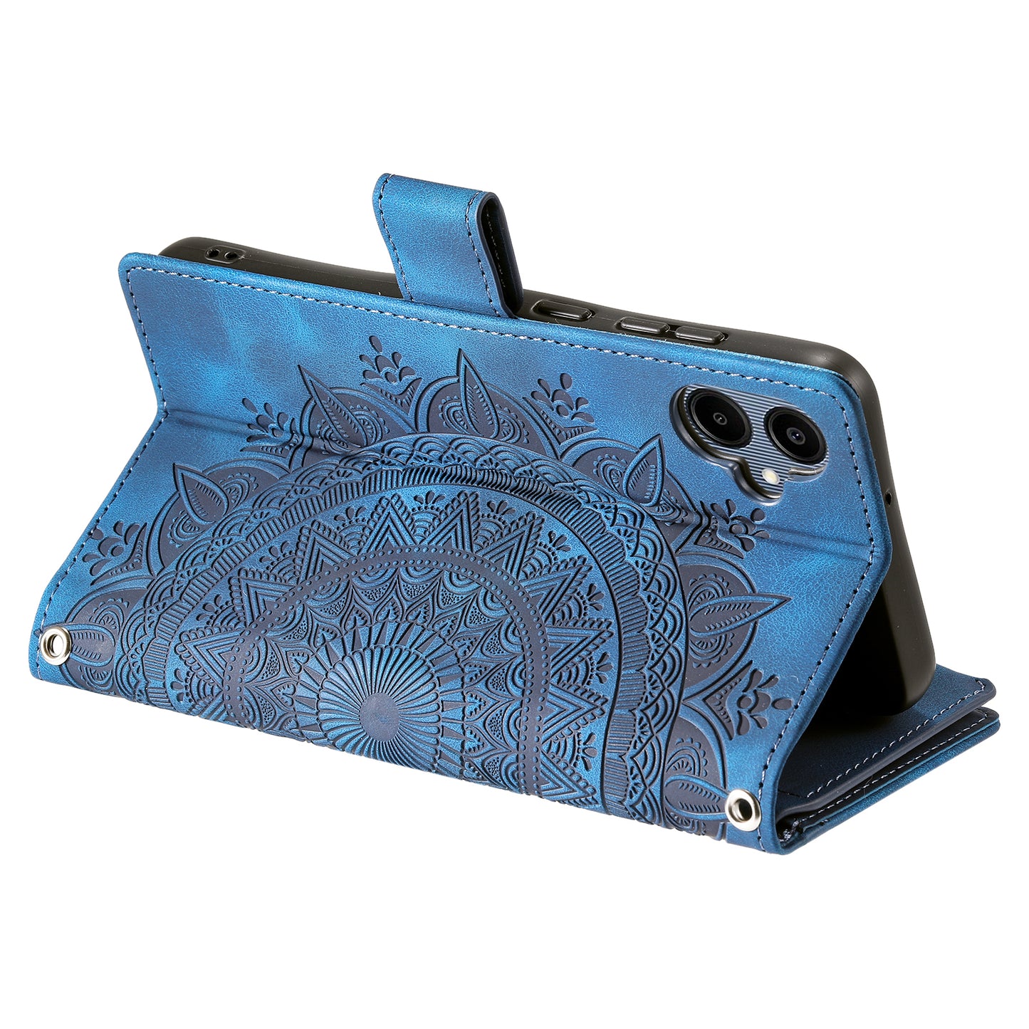 Style 006 For Samsung Galaxy A06 Wallet Case PU Leather Phone Cover Mandala Flower Pattern - Blue