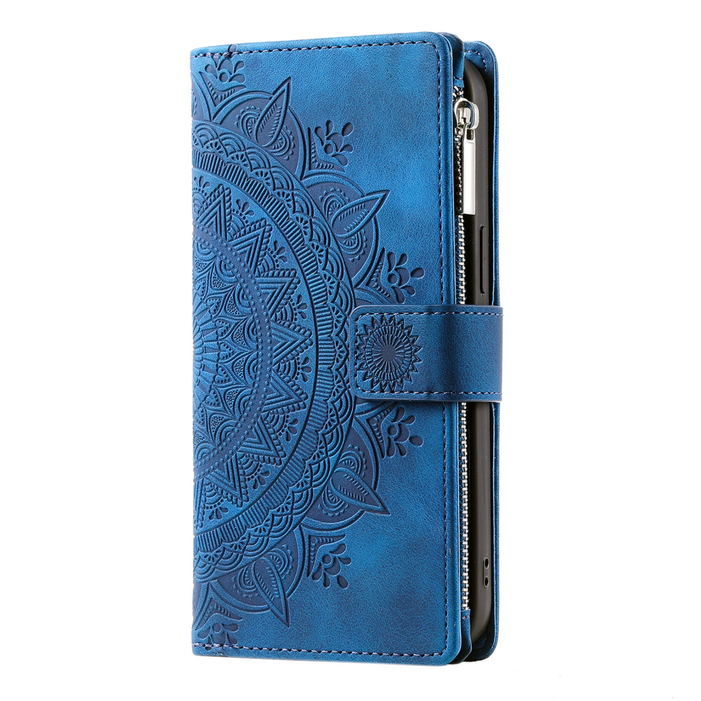 Style 006 For Samsung Galaxy A06 Wallet Case PU Leather Phone Cover Mandala Flower Pattern - Blue