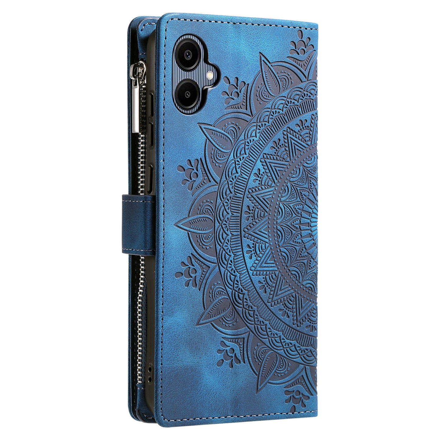 Style 006 For Samsung Galaxy A06 Wallet Case PU Leather Phone Cover Mandala Flower Pattern - Blue