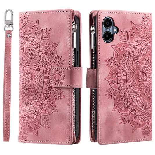 Style 006 For Samsung Galaxy A06 Wallet Case PU Leather Phone Cover Mandala Flower Pattern - Rose Gold
