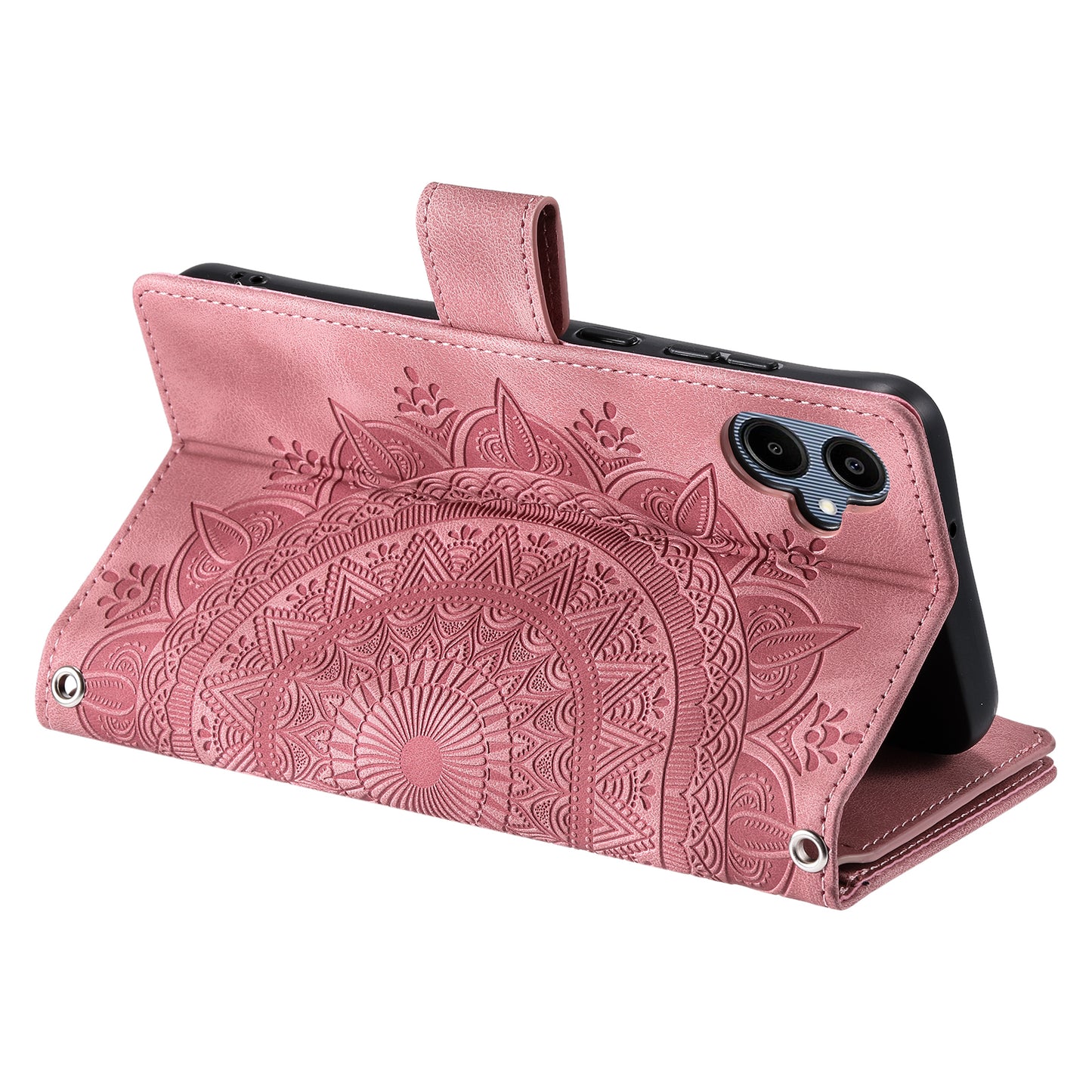 Style 006 For Samsung Galaxy A06 Wallet Case PU Leather Phone Cover Mandala Flower Pattern - Rose Gold