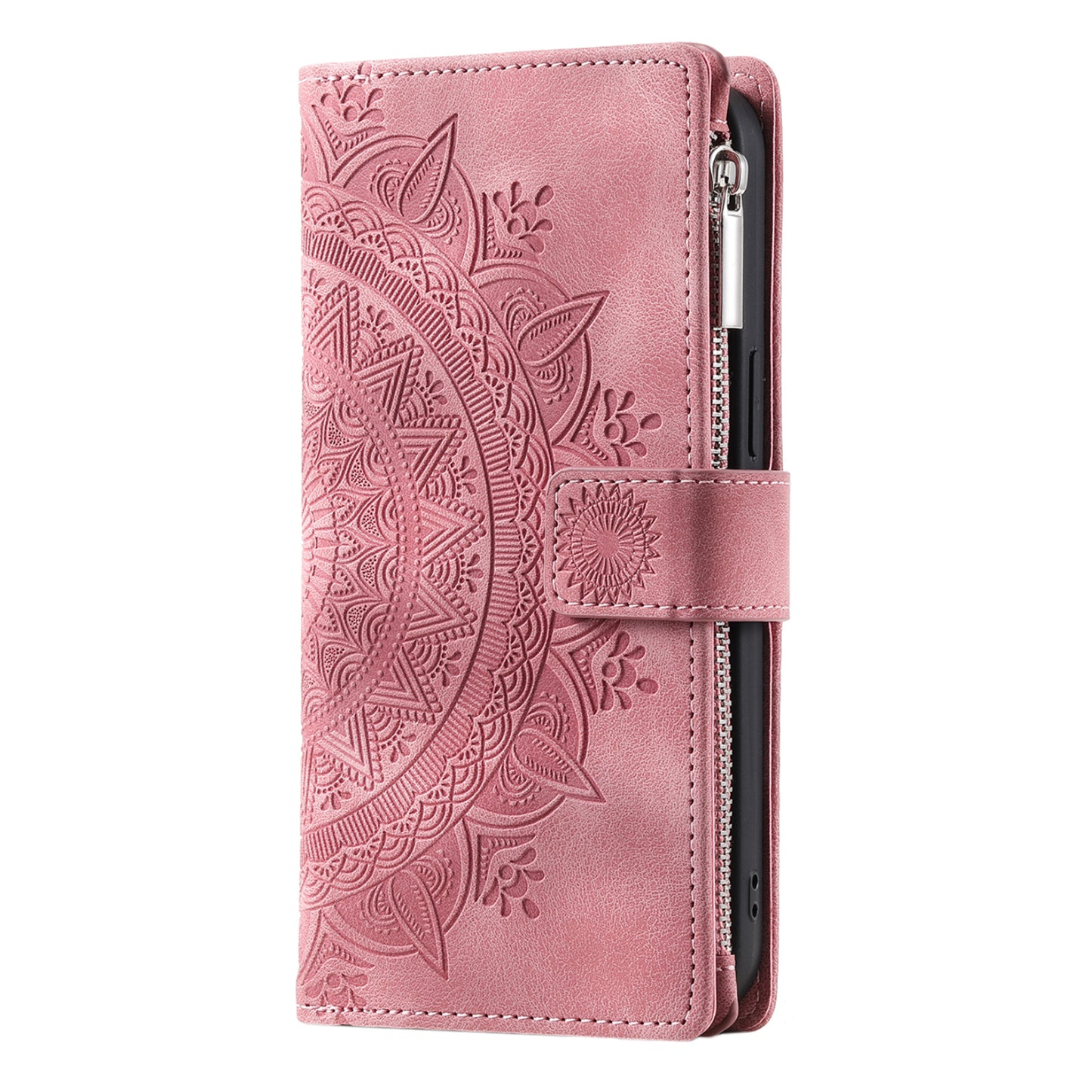 Style 006 For Samsung Galaxy A06 Wallet Case PU Leather Phone Cover Mandala Flower Pattern - Rose Gold