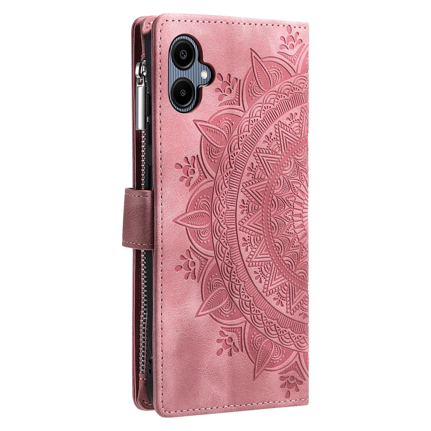 Style 006 For Samsung Galaxy A06 Wallet Case PU Leather Phone Cover Mandala Flower Pattern - Rose Gold