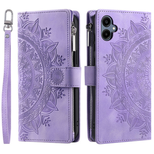 Style 006 For Samsung Galaxy A06 Wallet Case PU Leather Phone Cover Mandala Flower Pattern - Purple