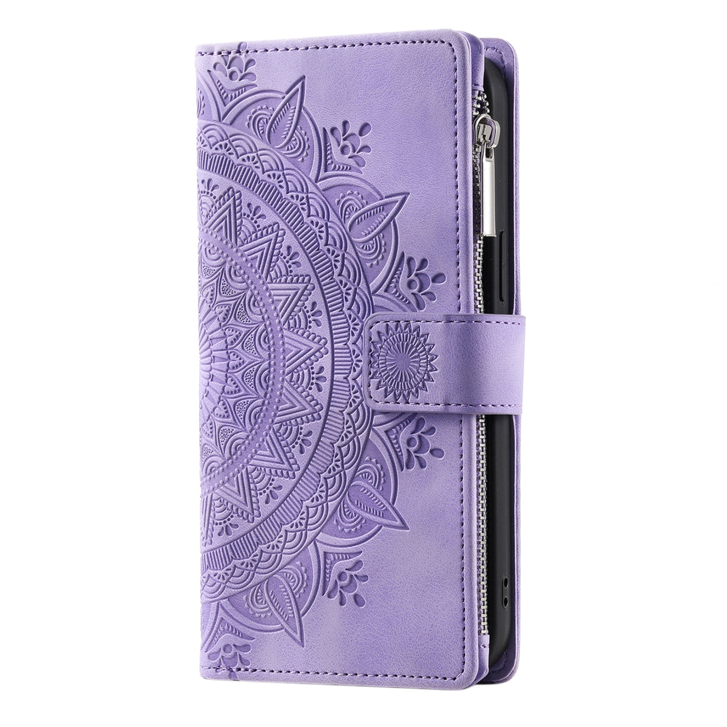 Style 006 For Samsung Galaxy A06 Wallet Case PU Leather Phone Cover Mandala Flower Pattern - Purple
