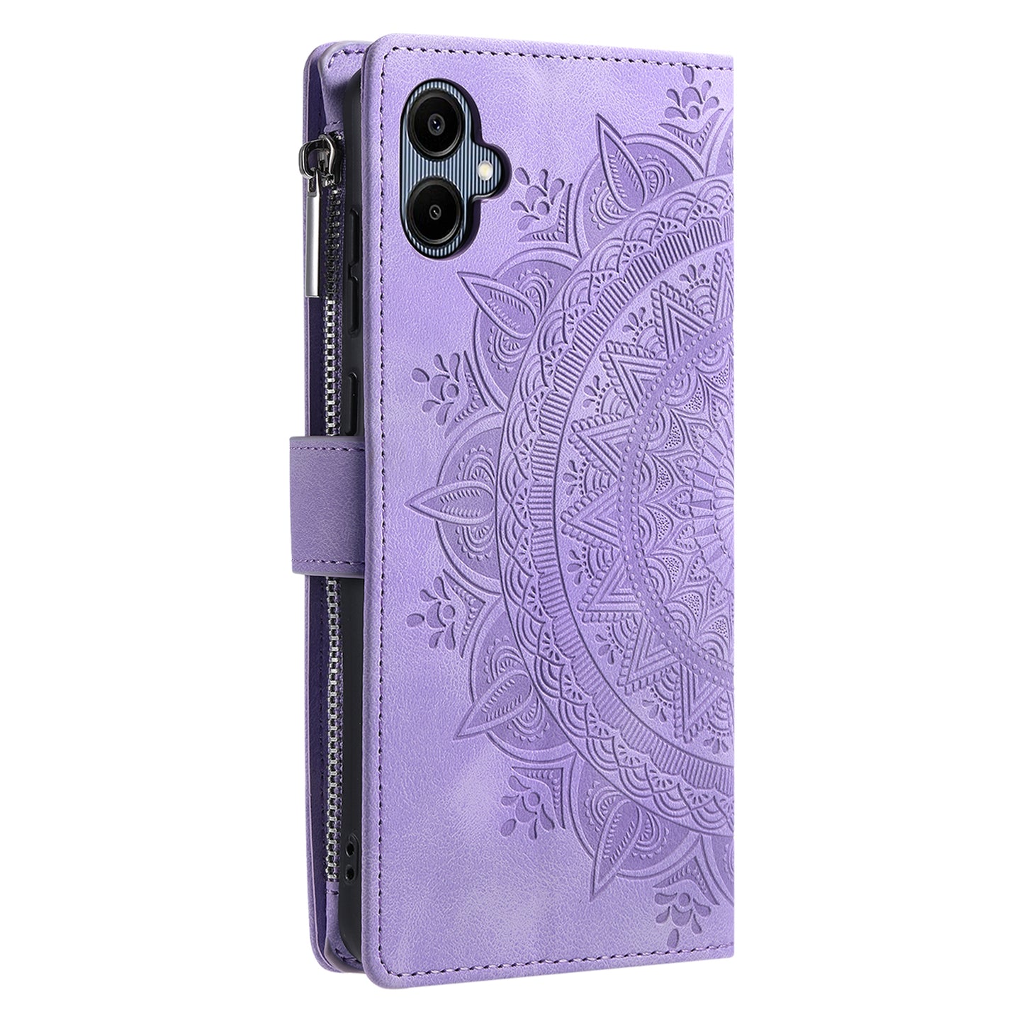 Style 006 For Samsung Galaxy A06 Wallet Case PU Leather Phone Cover Mandala Flower Pattern - Purple