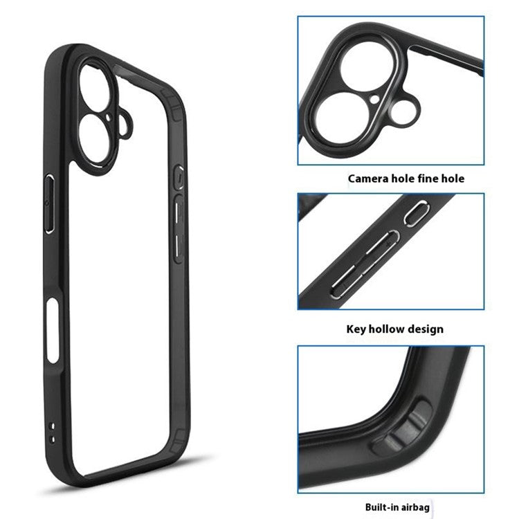 For iPhone 16 Case Shockproof PC+TPU Clear Back Phone Cover