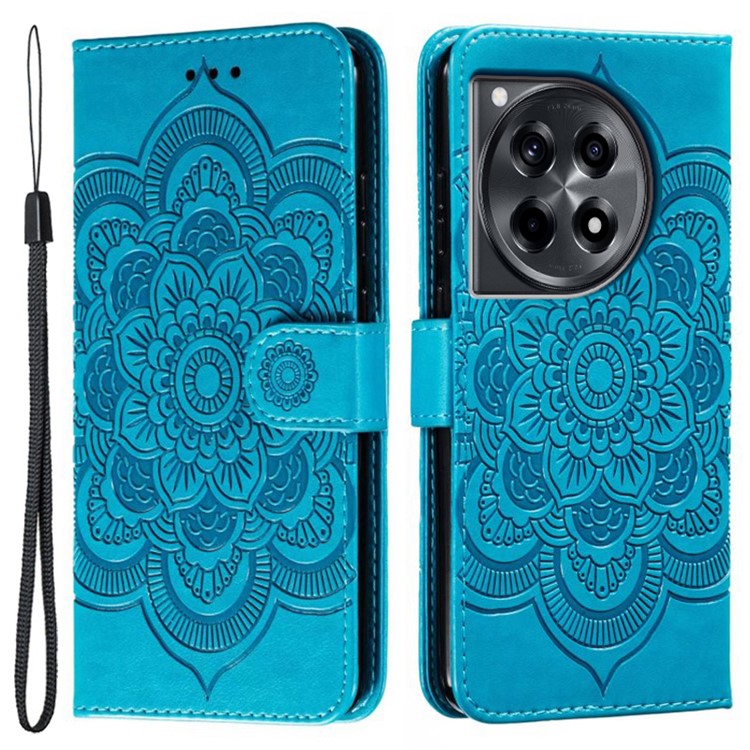 For OnePlus Ace 3 5G Case PU Leather Mandala Imprinted Design Wallet Phone Cover - Blue