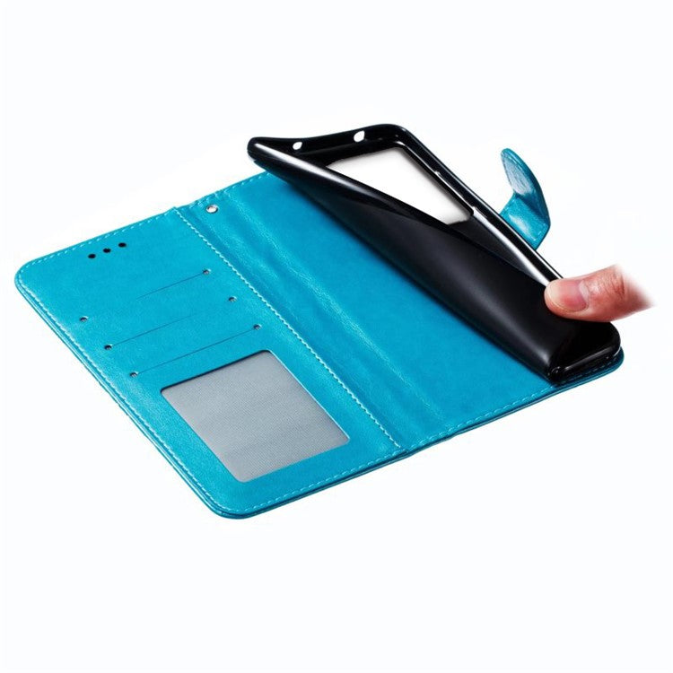 For OnePlus Ace 3 5G Case PU Leather Mandala Imprinted Design Wallet Phone Cover - Blue