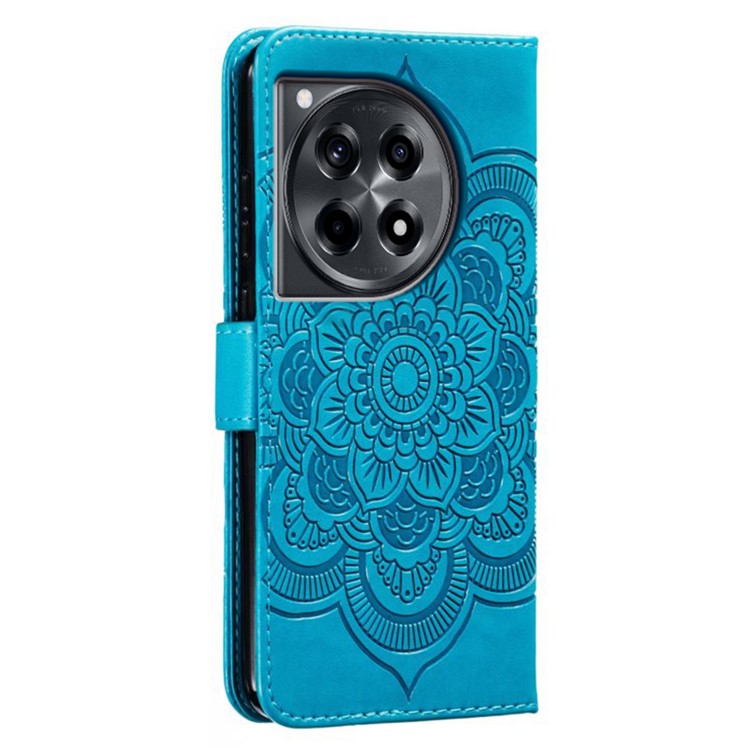 For OnePlus Ace 3 5G Case PU Leather Mandala Imprinted Design Wallet Phone Cover - Blue
