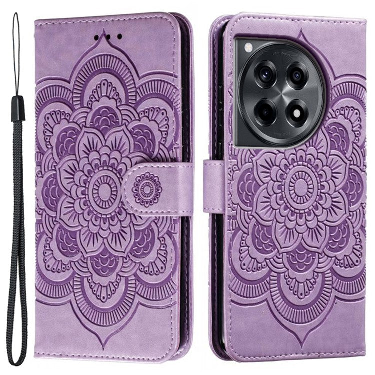 For OnePlus Ace 3 5G Case PU Leather Mandala Imprinted Design Wallet Phone Cover - Purple