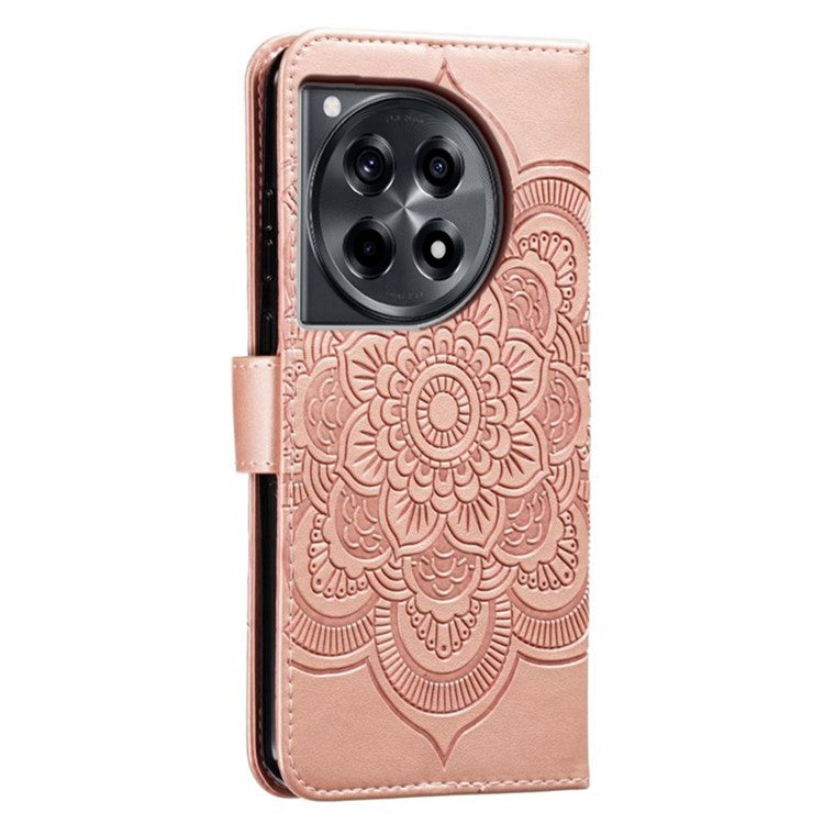 For OnePlus Ace 3 5G Case PU Leather Mandala Imprinted Design Wallet Phone Cover - Rose Gold