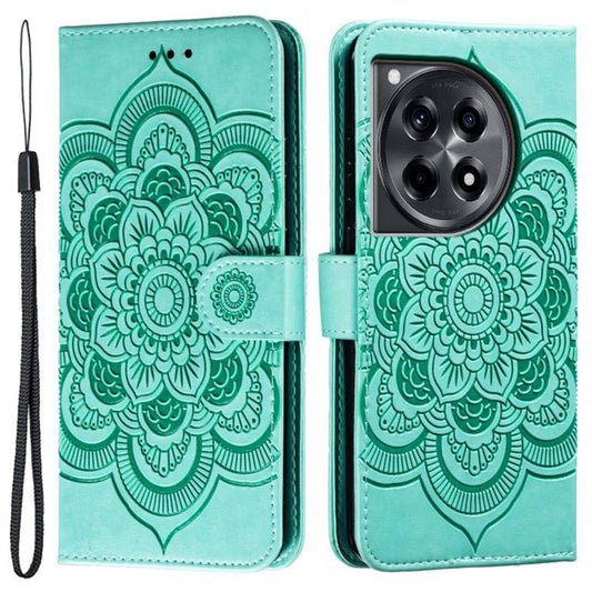 For OnePlus Ace 3 5G Case PU Leather Mandala Imprinted Design Wallet Phone Cover - Green