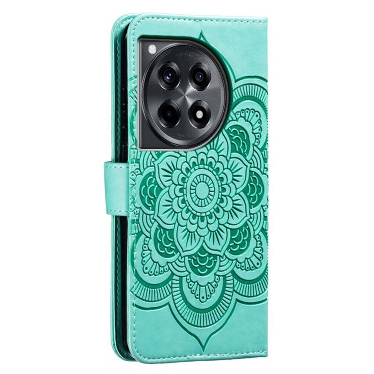 For OnePlus Ace 3 5G Case PU Leather Mandala Imprinted Design Wallet Phone Cover - Green